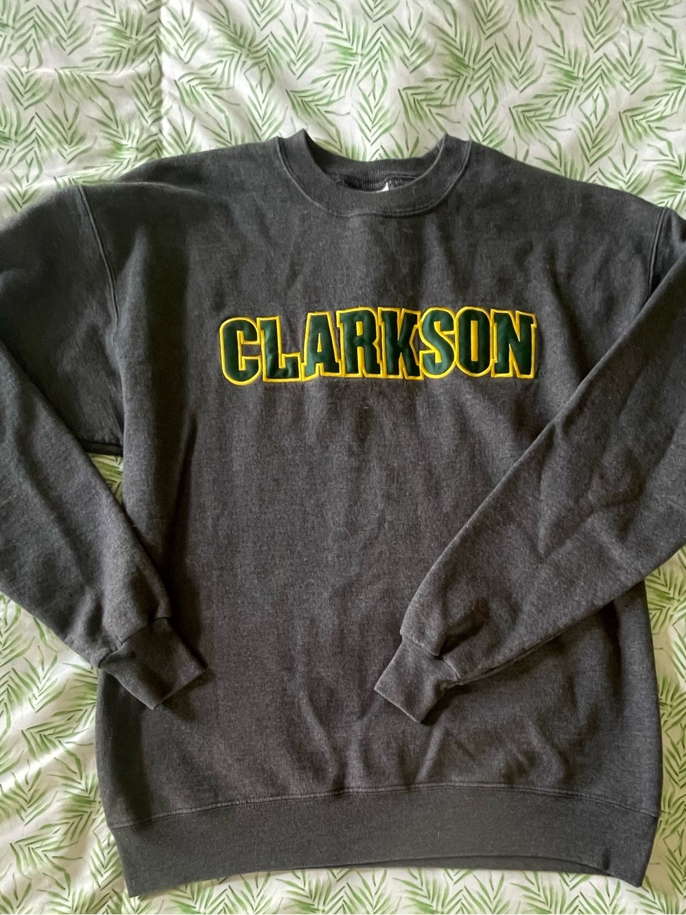 Clarkson Crewneck Sweatshirt - Dark Gray with Yellow/Green Logo